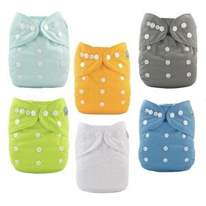 ALVABABY Baby Cloth Diaper 6 Pack with 12 Inserts One Size Cloth Diaper Cover...